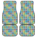 Colorful Tiki Pattern Print Front and Back Car Floor Mats