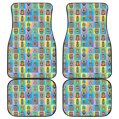 Colorful Tiki Pattern Print Front and Back Car Floor Mats