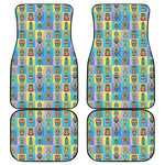 Colorful Tiki Pattern Print Front and Back Car Floor Mats