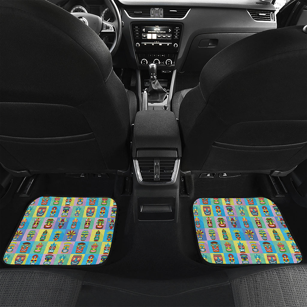 Colorful Tiki Pattern Print Front and Back Car Floor Mats