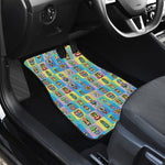 Colorful Tiki Pattern Print Front and Back Car Floor Mats