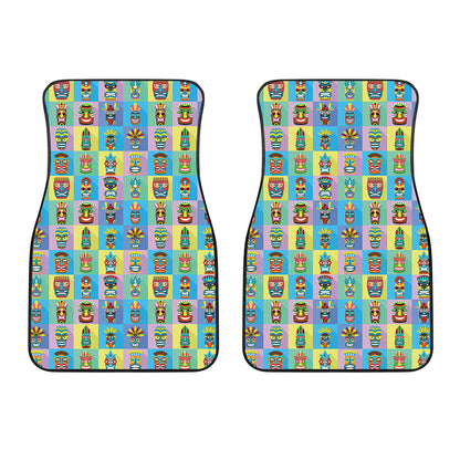 Colorful Tiki Pattern Print Front Car Floor Mats
