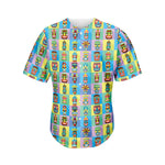 Colorful Tiki Pattern Print Men's Baseball Jersey