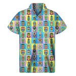 Colorful Tiki Pattern Print Men's Short Sleeve Shirt