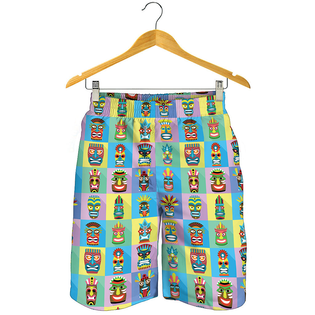 Colorful Tiki Pattern Print Men's Shorts