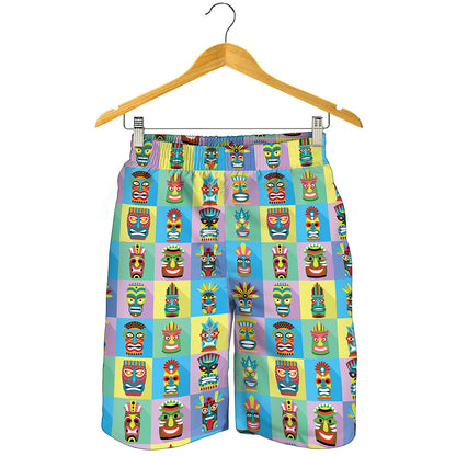 Colorful Tiki Pattern Print Men's Shorts