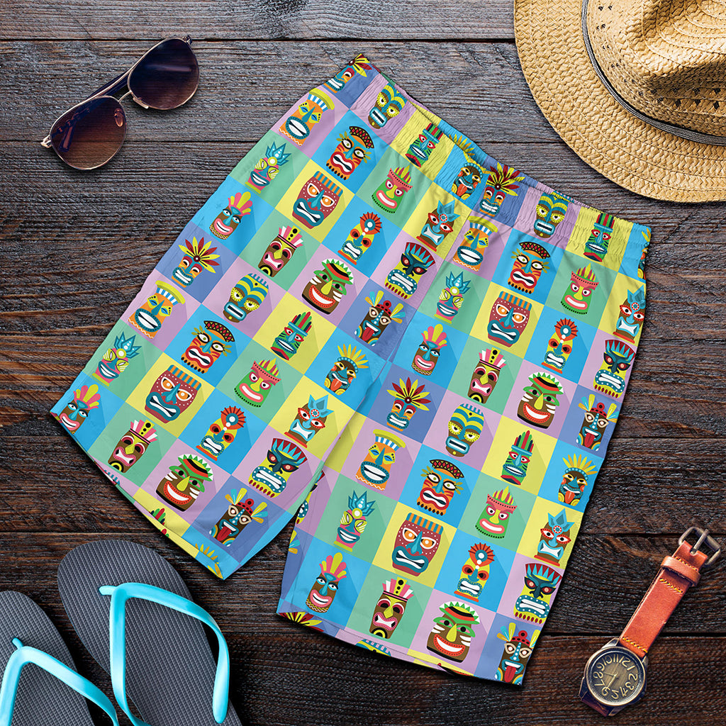 Colorful Tiki Pattern Print Men's Shorts