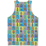 Colorful Tiki Pattern Print Men's Tank Top