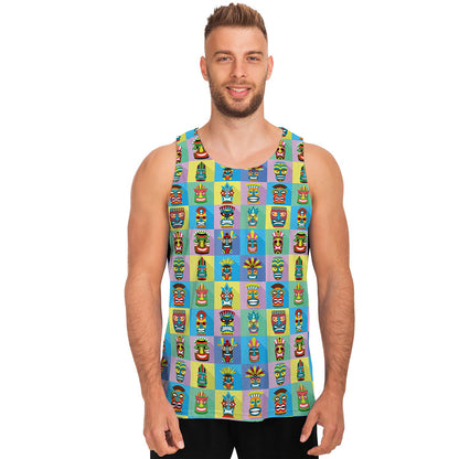 Colorful Tiki Pattern Print Men's Tank Top