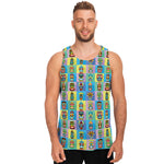 Colorful Tiki Pattern Print Men's Tank Top