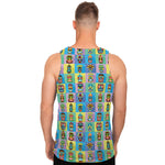 Colorful Tiki Pattern Print Men's Tank Top