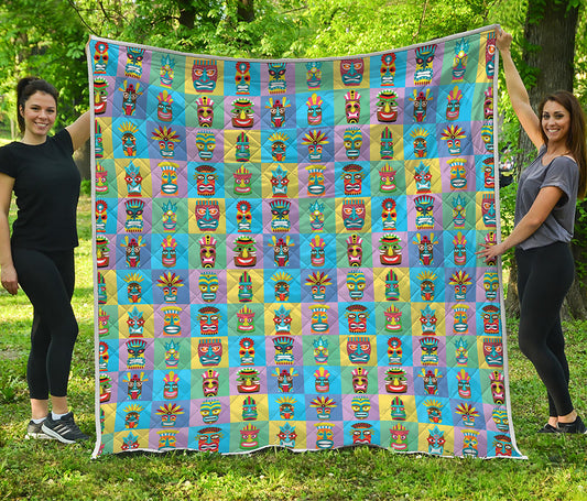 Colorful Tiki Pattern Print Quilt