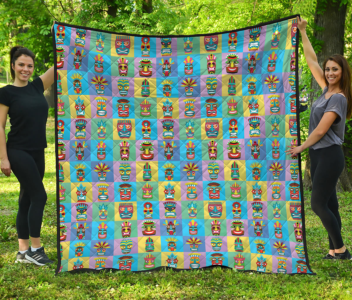 Colorful Tiki Pattern Print Quilt