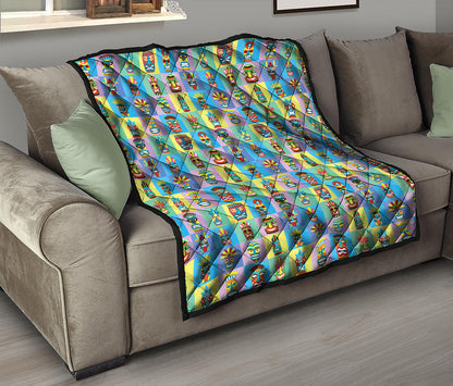 Colorful Tiki Pattern Print Quilt