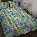 Colorful Tiki Pattern Print Quilt Bed Set