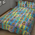 Colorful Tiki Pattern Print Quilt Bed Set