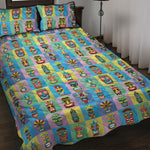 Colorful Tiki Pattern Print Quilt Bed Set