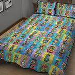Colorful Tiki Pattern Print Quilt Bed Set