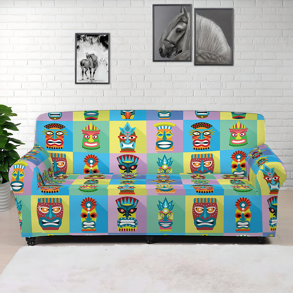 Colorful Tiki Pattern Print Sofa Cover