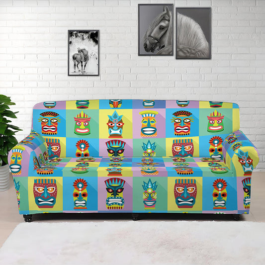 Colorful Tiki Pattern Print Sofa Cover