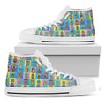 Colorful Tiki Pattern Print White High Top Sneakers
