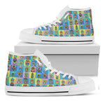 Colorful Tiki Pattern Print White High Top Shoes