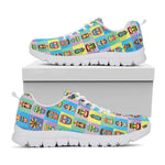 Colorful Tiki Pattern Print White Sneakers