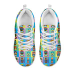 Colorful Tiki Pattern Print White Sneakers