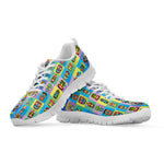 Colorful Tiki Pattern Print White Sneakers