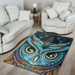 Colorful Tribal Owl Print Area Rug