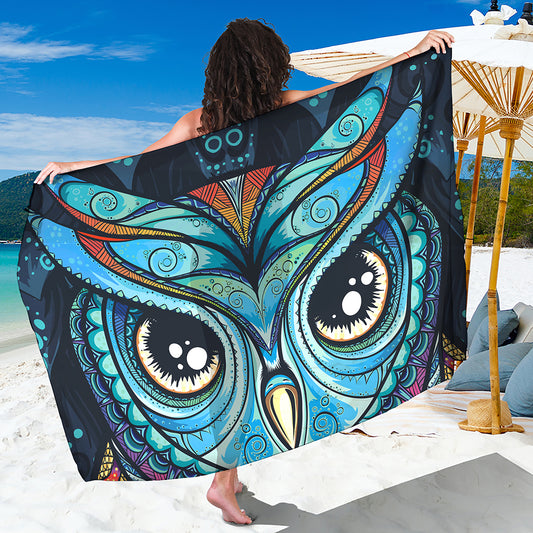 Colorful Tribal Owl Print Beach Sarong Wrap