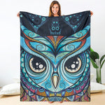 Colorful Tribal Owl Print Blanket