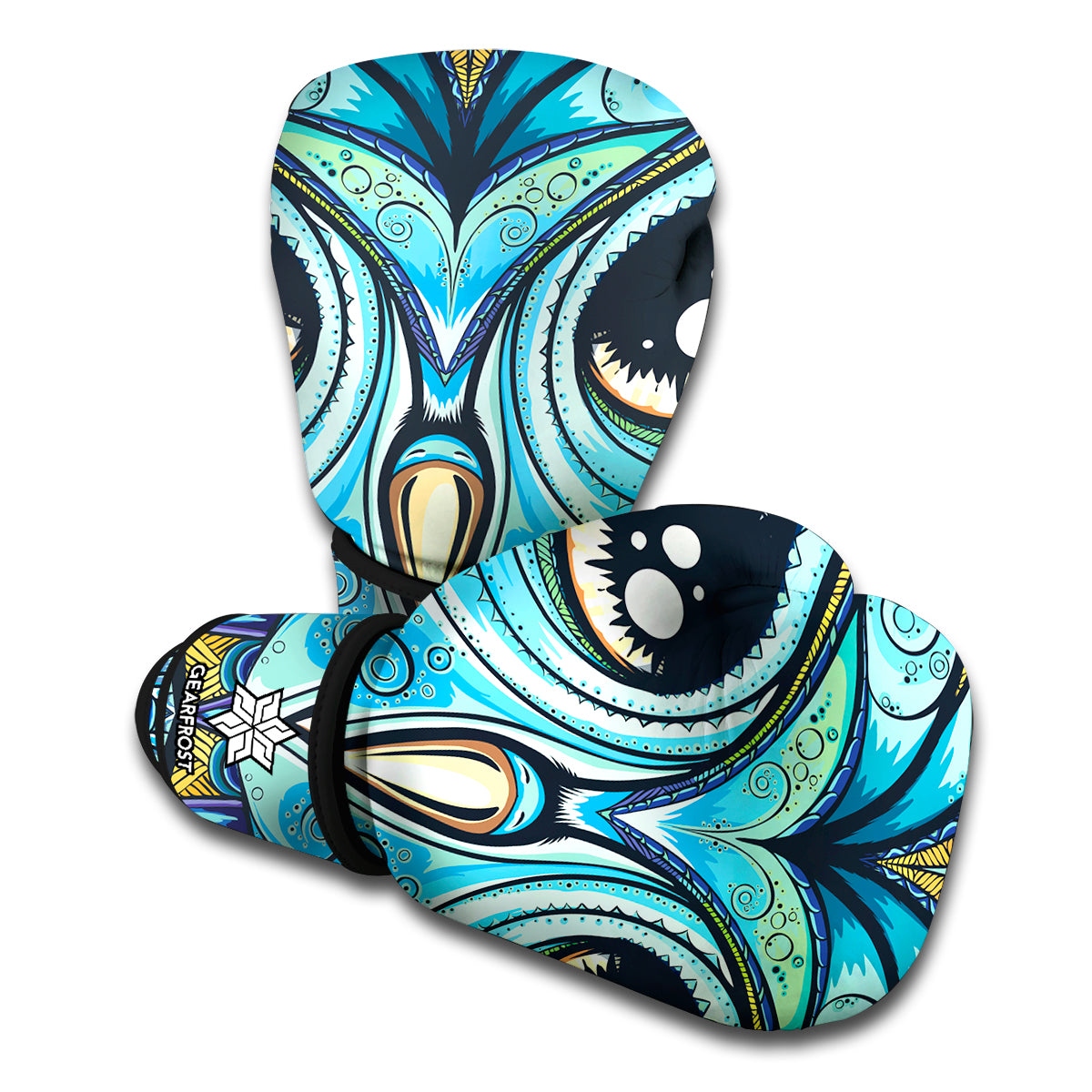 Colorful Tribal Owl Print Boxing Gloves
