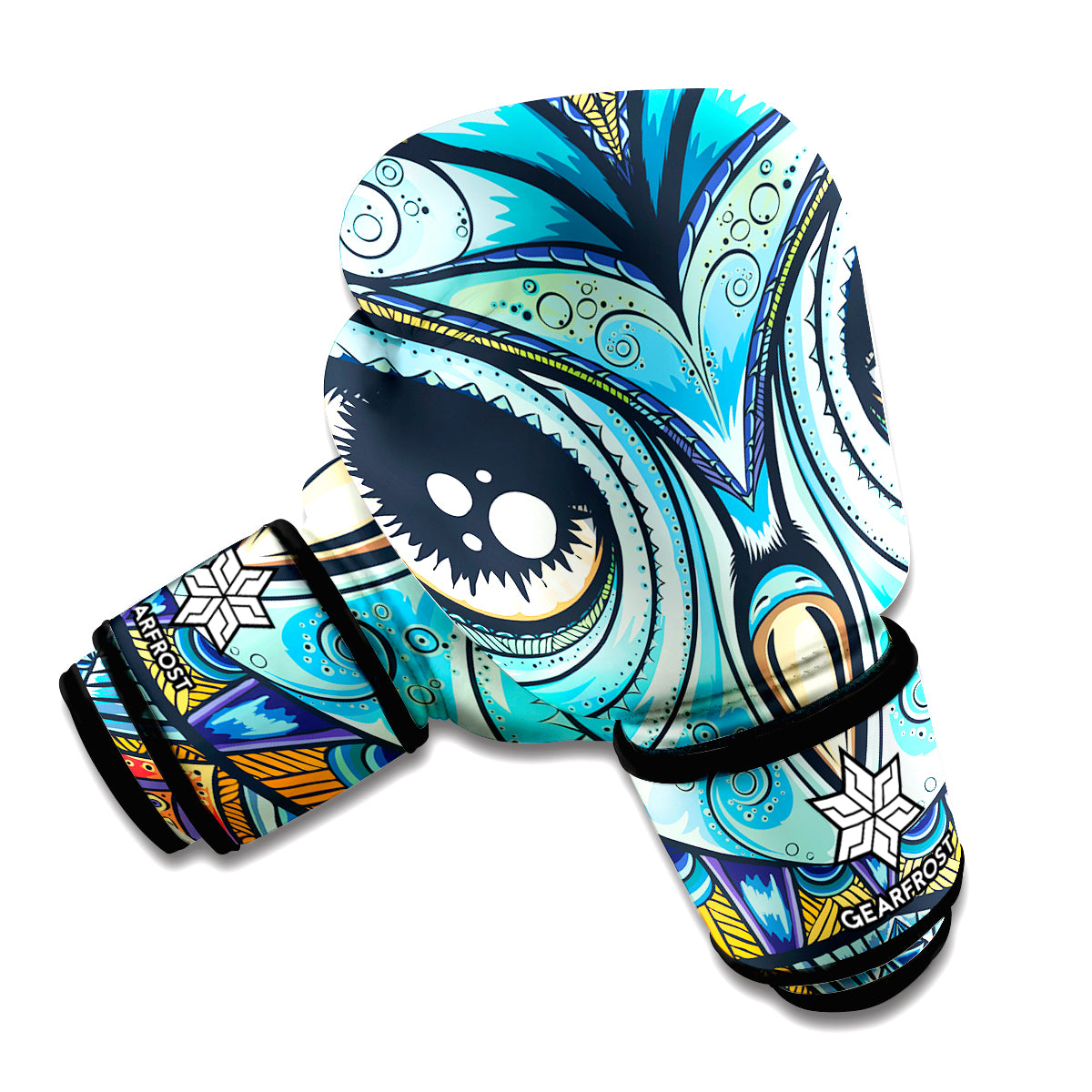 Colorful Tribal Owl Print Boxing Gloves