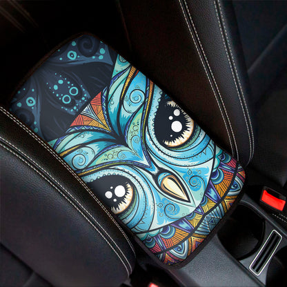Colorful Tribal Owl Print Car Center Console Cover