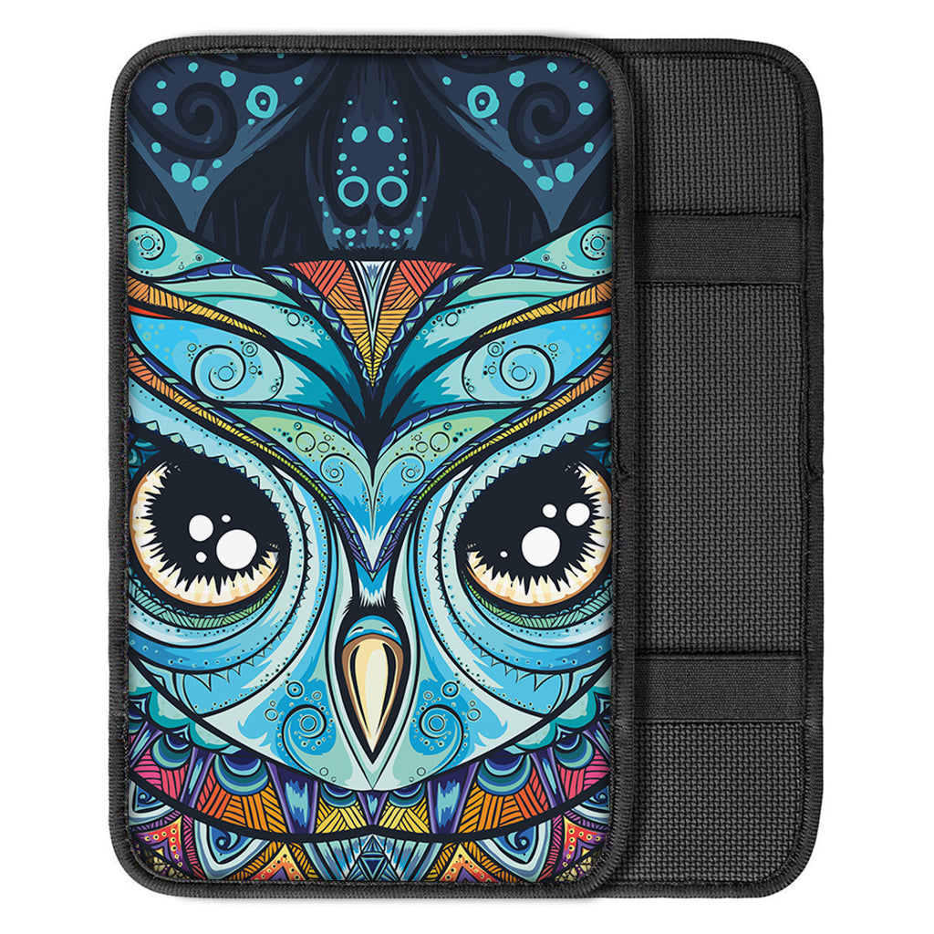 Colorful Tribal Owl Print Car Center Console Cover