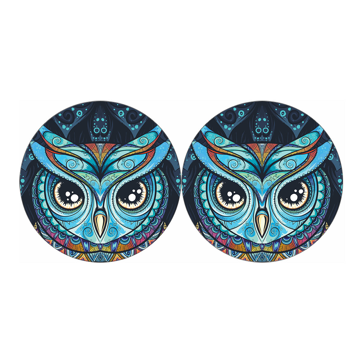 Colorful Tribal Owl Print Car Coasters
