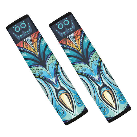Colorful Tribal Owl Print Car Seat Belt Covers
