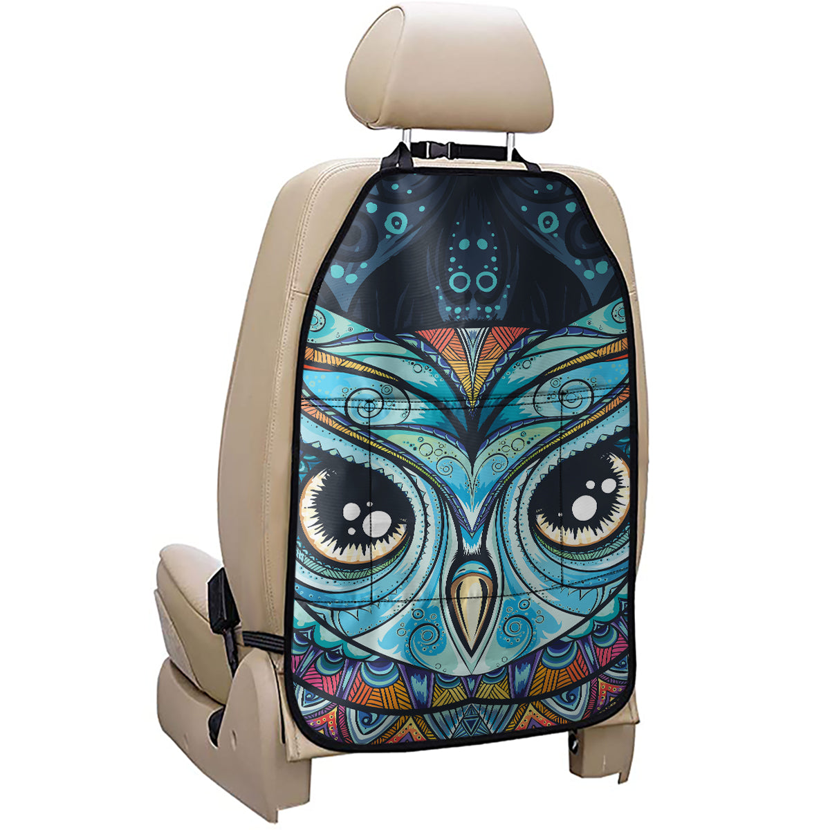 Colorful Tribal Owl Print Car Seat Organizers