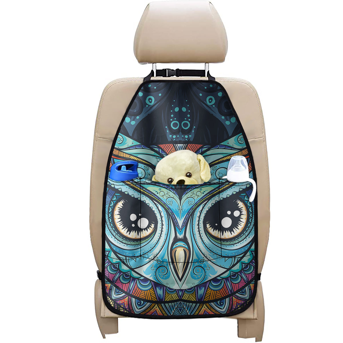 Colorful Tribal Owl Print Car Seat Organizers