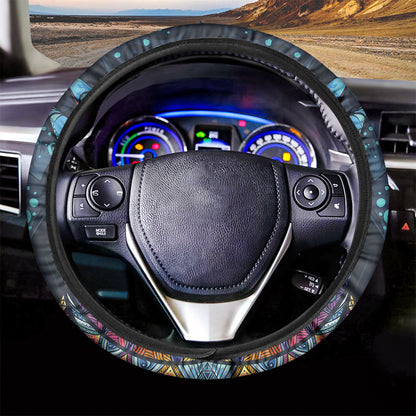 Colorful Tribal Owl Print Car Steering Wheel Cover