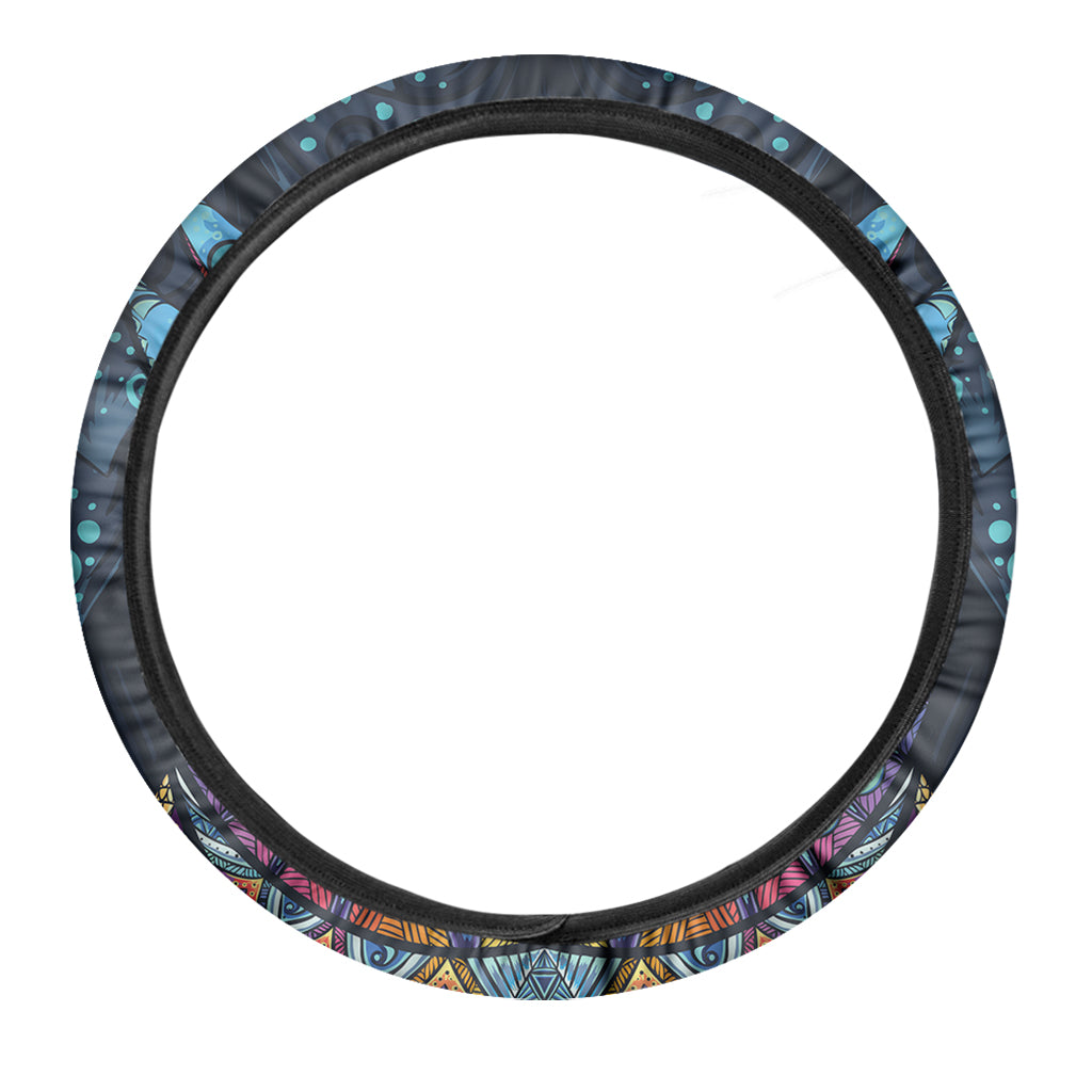 Colorful Tribal Owl Print Car Steering Wheel Cover