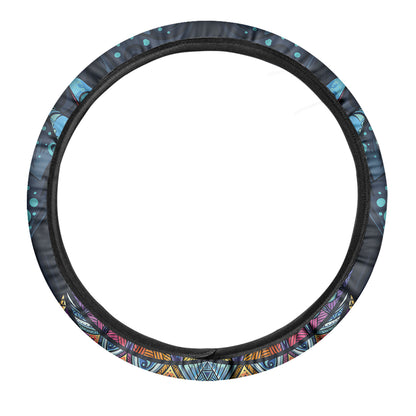 Colorful Tribal Owl Print Car Steering Wheel Cover