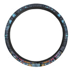 Colorful Tribal Owl Print Car Steering Wheel Cover