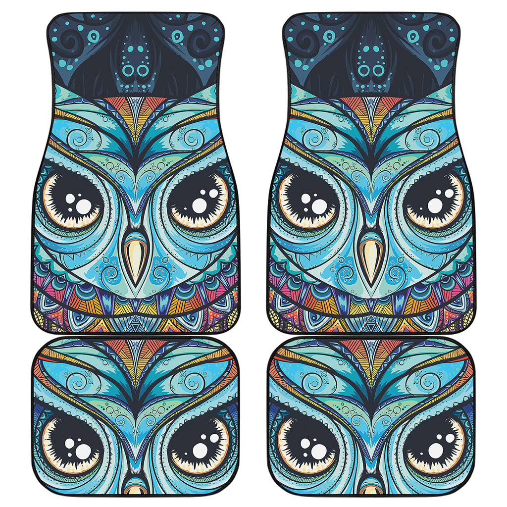 Colorful Tribal Owl Print Front and Back Car Floor Mats