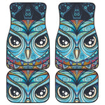Colorful Tribal Owl Print Front and Back Car Floor Mats