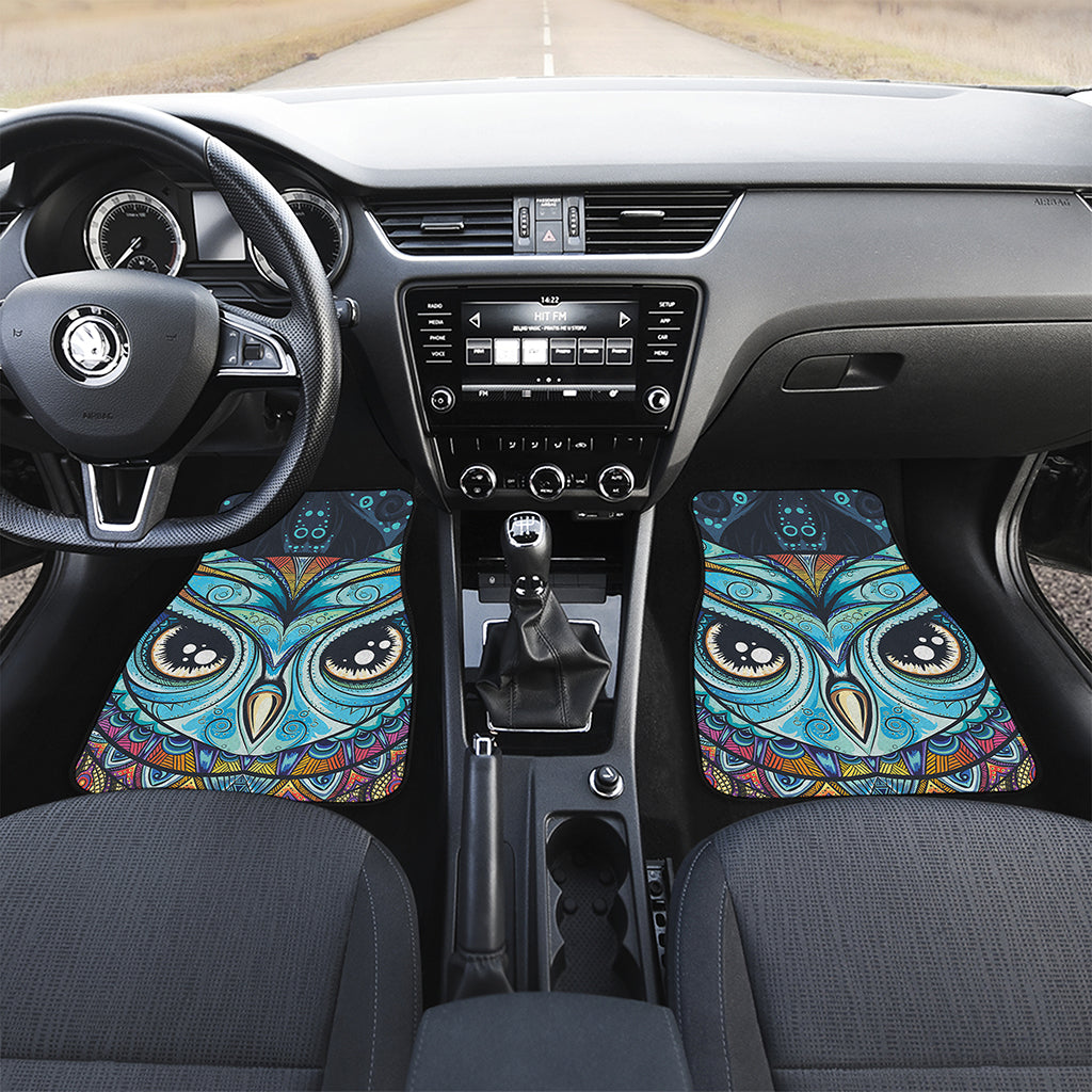 Colorful Tribal Owl Print Front and Back Car Floor Mats