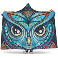 Colorful Tribal Owl Print Hooded Blanket