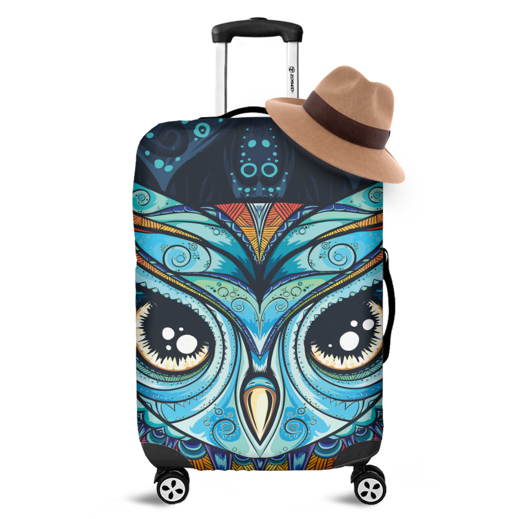 Colorful Tribal Owl Print Luggage Cover