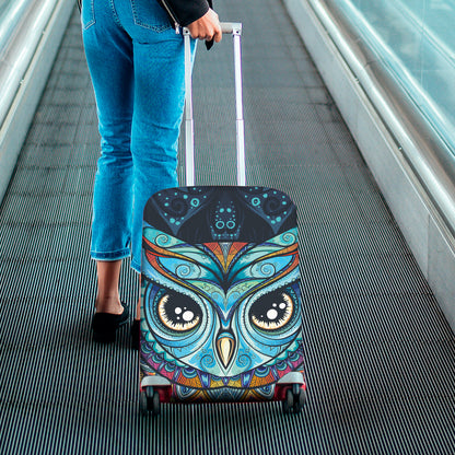 Colorful Tribal Owl Print Luggage Cover